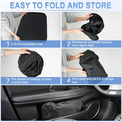 SINGARO 300T Universal Car Windshield Sun Shade, Foldable Reflective for Windshield & Window Shades with Overlapping Design, Car Interior Accessories (57" L x 30" W) - size: Car