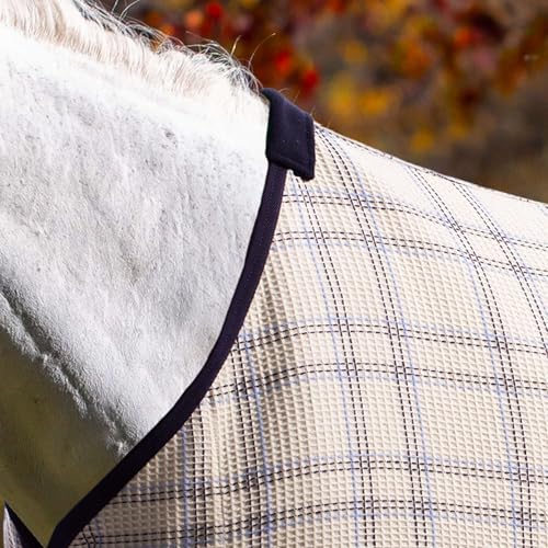 Equinavia Luftig Waffle Cooler | 100% Cotton - Natural/Blue - 66 in - color: Natural/Blue, size: 66 in