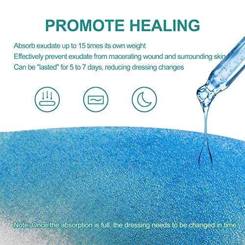 Dimora Heel Foam Dressing, Non-Adhesive Hydrophilic Pads, Highly Absorbent 5.5 x 4 in Pack of 5 Waterproof Dressing for Wound Care - size: 5.5“x4" 5 packs