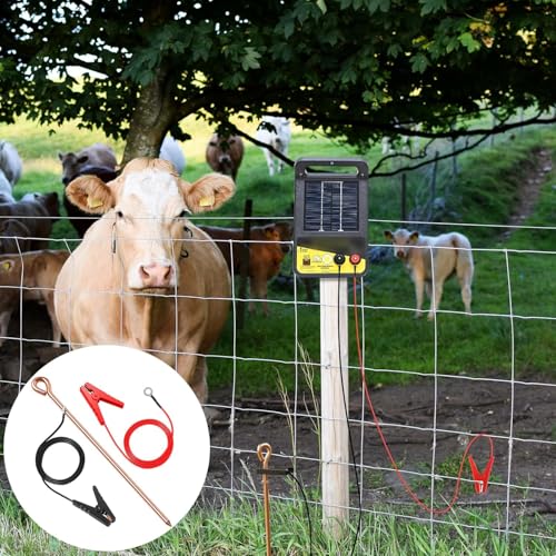 Electric Fence Wire Connect The Energizer and Electric Fence Charger Solar Fence Charger Solar Powered Electric Fence, Solar Electric Fence (6FT(Wire+Grounding Rod)) - style: 6FT(Wire+Grounding Rod)