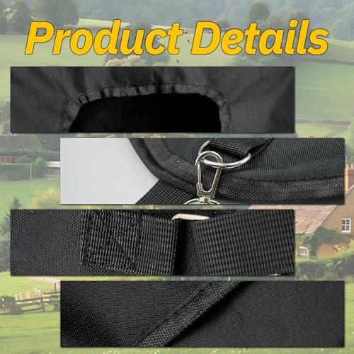 ESMING 2Pcs 600D Oxford Hanging Hay Feeder Bag Compatible with Horses Donkeys Cows Llamas Ostriches or Other Animals Suitable for Indoor/Outdoor use Black