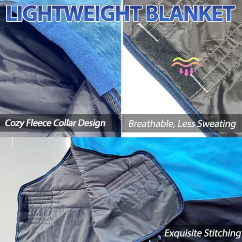 1200D Ripstop Horse Turnout Rain Sheet(No Fill) Blue/Black 72'' - color: Blue/Black 0g Fill, size: 72''