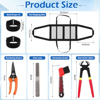 8Pcs 8" Farrier Tool Kit, Hoof Rasp Nipper Trimmer Brush Calf Sling - style: Complete Hoof Care Kit