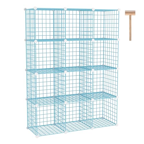 C&AHOME Wire Cube Storage, 12 - Cube Organizer Metal C Grids, Closet, Blue - color: Blue