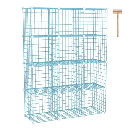 C&AHOME Wire Cube Storage, 12 - Cube Organizer Metal C Grids, Closet, Blue - color: Blue
