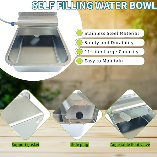 Stainless Steel Automatic Dog Water Dispenser,Adjustable Float Valve - size: Large - Adjustable Water Level
