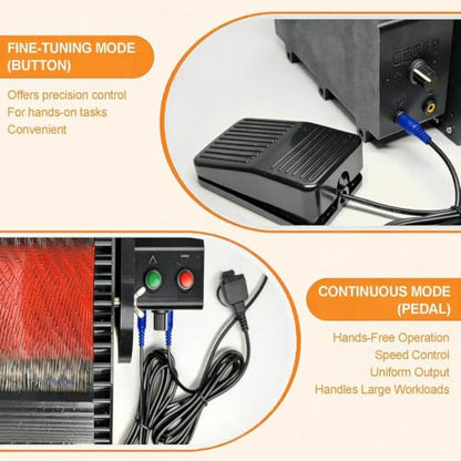Electric Wool Carder, Adjustable Forward and Reverse Speed,Wool Fiber Drum Carding Machine with Brush & Awl, Foot Pedal, Quickly Remove Fiber Impurities, for Color Mixing Carding