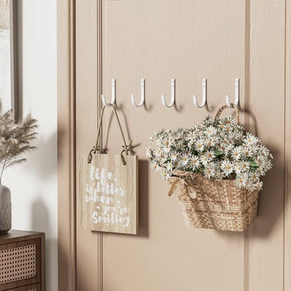 10-Pack 22LB Wall Hooks for Hanging Towel/Coat, White - color: White, size: 10 Pack