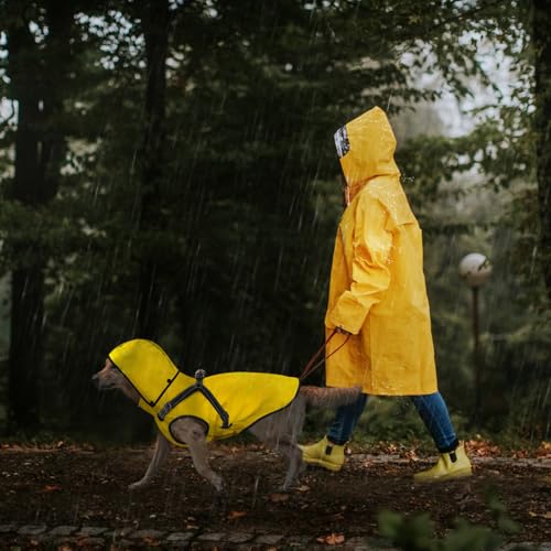 Dog Raincoat Waterproof Hoodie Reflective Dog Raincoat Hooded Adjustable Rain Jacket for Small Medium Large Dogs Puppies Doggie (Yellow, XL) - color: Yellow, size: XL