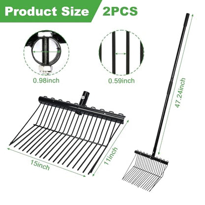 lukar 2 Sets Metal Manure Fork with Long Metal Handle