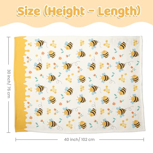 Bee Kid Blankets for Girls - 30 x 40 Soft Minky Blanket with Double Layer Dotted Backing - Gifts for Girl on Birthday Christmas - color: Bee 1