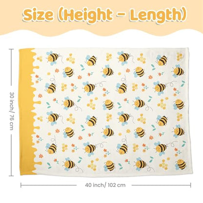 Bee Kid Blankets for Girls - 30 x 40 Soft Minky Blanket with Double Layer Dotted Backing - Gifts for Girl on Birthday Christmas - color: Bee 1