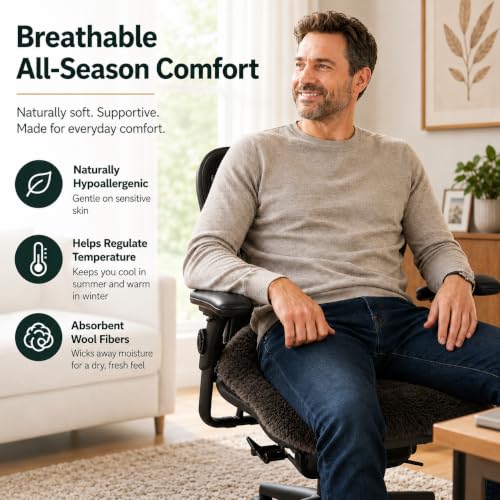 Natural Medical Sheepskin Pad, Non-Slip Back, Charcoal, 24 x 36 in, 1 Pack - color: Charcoal Grey, size: 24x36 Inch (Pack of 1)