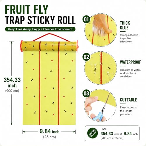 Qualirey 15 Pcs Giant Flypaper Fly Traps, 295ft Sticky Yellow