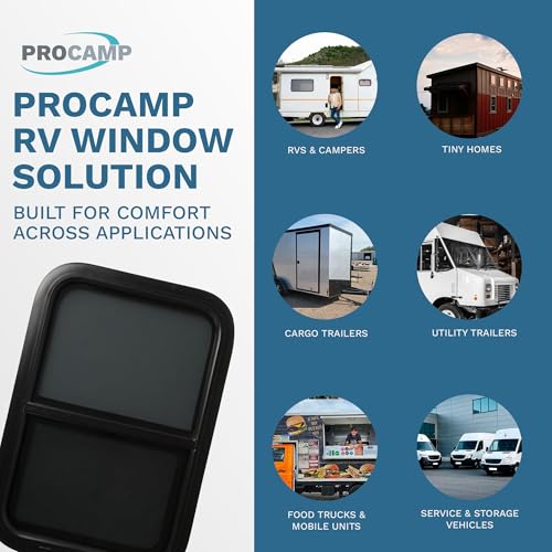 ProCamp RV Window 18x24 | Vertical Slider, Screen & Trim Ring