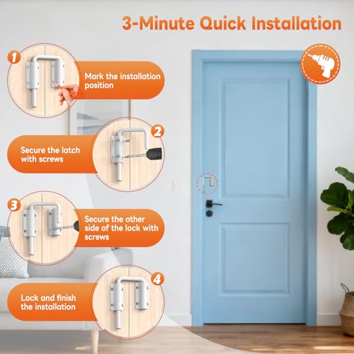 Upgraded Sliding Door Loop Lock, Gate Latches, White - color: White-1PC