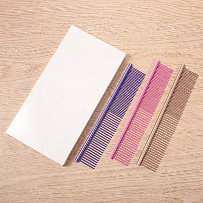 3 Pcs Stainless Steel Grooming Combs for Matted and Tangled Long Hair - Pet Guide Clippers for Dog and Cat - color: Gold,Violet,Pink