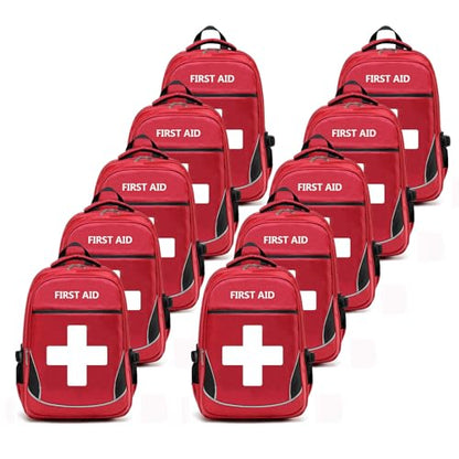 First Aid Bag Empty Red Emergency First Responder Trauma Multi-Pocket Traveling Field Trips Camping Essentials (Red, Pack of 10) - color: Red, Pack of 10