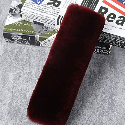 OGLAND 2 Pack Sheepskin Car Seat Belt Cover Pads | Wool Seatbelt Cushions - color: Grape Red, size: Shearling Wool