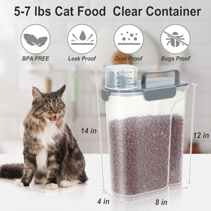Dog Cat Food Storage Container with Cup (Dark Gray, 5L) - color: Dark Gray, size: 5L