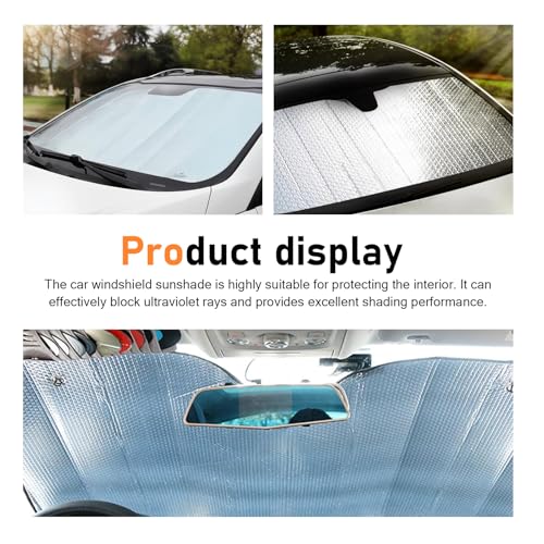 Universal Windshield Sun Shade, Reflective Sun & Heat Protection Shield Blackout Double-Sided Privacy Curtain with Top Opening, Adsorption-Type Cover for Car Truck SUV (Silver)