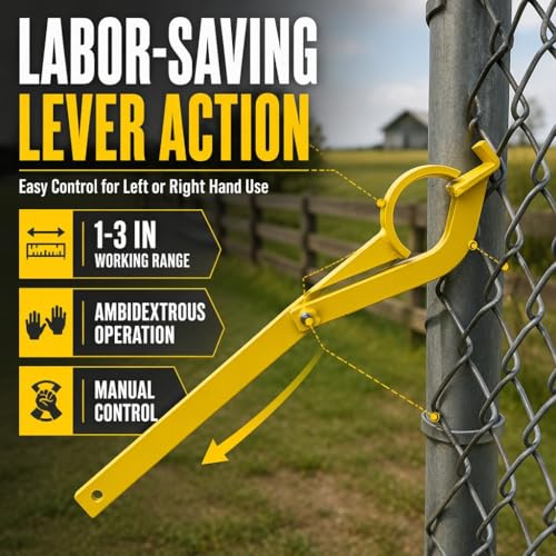 16.54 Inch Fence Wire Stretcher Tool, Heavy-Duty Carbon Steel Barbwire Fence Splicer Tightener, Manual Chain Link Fence Repair Stretcher for Barbed Wire, Electric Fence, Garden & Farm Pasture
