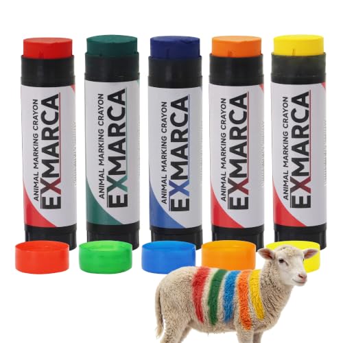 100g Livestock Marker Crayons 5Pcs for Cattle Sheep Pig, Multi-Color Farm Marking Tool Waterproof Weather Resistant Non-Toxic Farming Livestock Marking Accessories (Red Green Blue Orange Yellow) - color: Red Green Blue Orange Yellow
