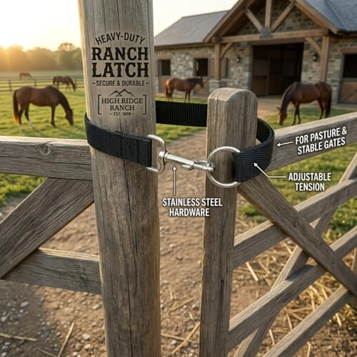 Heavy Duty Horse Stall Door Latches, Adjustable Nylon Webbing Fence Locks with Buckles, Stable Gate Safety Fasteners for Barn Fence Livestock