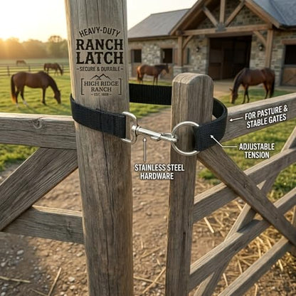 Heavy Duty Horse Stall Door Latches, Adjustable Nylon Webbing Fence Locks with Buckles, Stable Gate Safety Fasteners for Barn Fence Livestock
