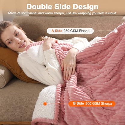 Pink Heated Blanket Full Size Electric Blanket Full 72X84 Machine Washable - color: Dusty Rose, size: Full(72"x84")