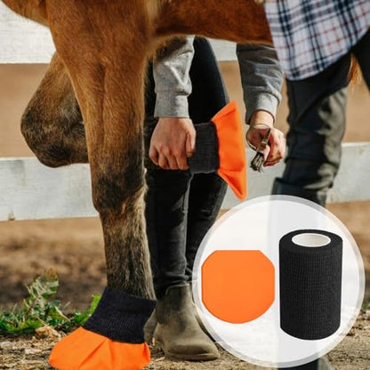 Aliceset 30 Pack Horse Hoof Tape with 6 Rolls Vet Wrap Bandage, Orange - color: Orange