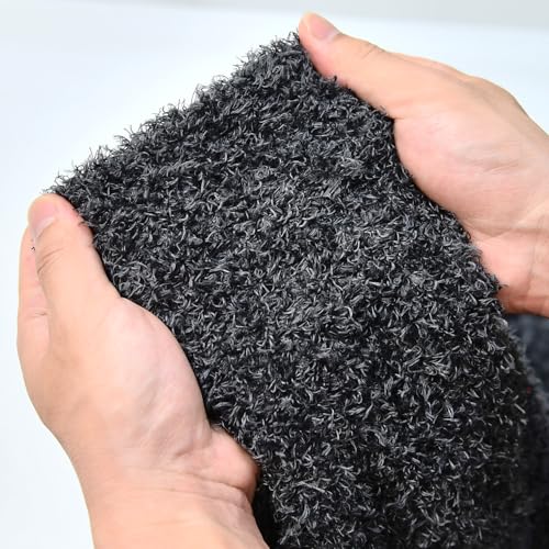 Surf turtle Charcoal Black Curly Teddy Fleece Faux Fur Fabric 36" x 59" - color: Charcoal Black, size: 36 x 59 inches