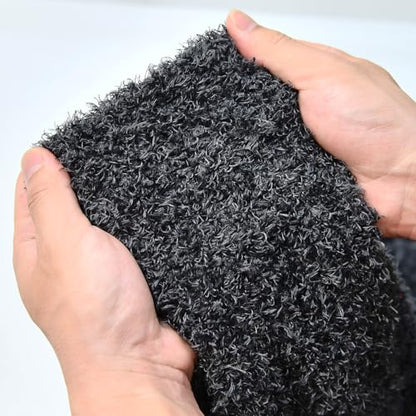 Surf turtle Charcoal Black Curly Teddy Fleece Faux Fur Fabric 36" x 59" - color: Charcoal Black, size: 36 x 59 inches