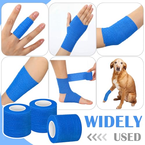 Treela 64 Pack 2" X 5 Yards Self Adhesive Bandage Wrap Blue - color: Blue, size: 2 Inch X 5 Yard