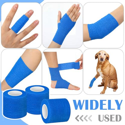 Treela 64 Pack 2" X 5 Yards Self Adhesive Bandage Wrap Blue - color: Blue, size: 2 Inch X 5 Yard