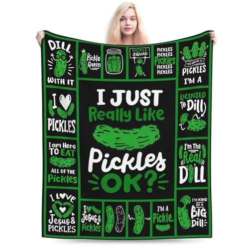 Pickle Blanket Super Soft Warm Pickle Fleece Throw Blanket I Just Really Like Pickle Women Girls Cozy Fluffy Lightweight Flannel Gifts Blankets for Men Adults 50"X40" - color: Pickle, size: 50"x40"
