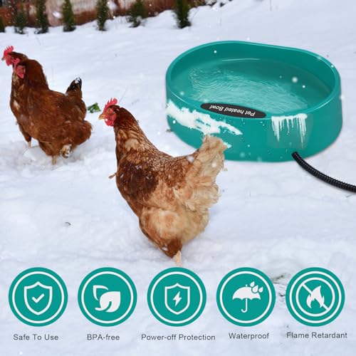 Heated Water Bowl for Chicken，125OZ Water Heater for Hens Goose Duck