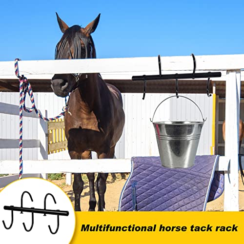 Dunzy 2 Pcs Black Tack Rack with Swivel Hooks, Portable Hanging Bridle Hooks Organizer for Stall Room & Trailer Accessories (5 Hooks Style) - style: 5 Hooks Style