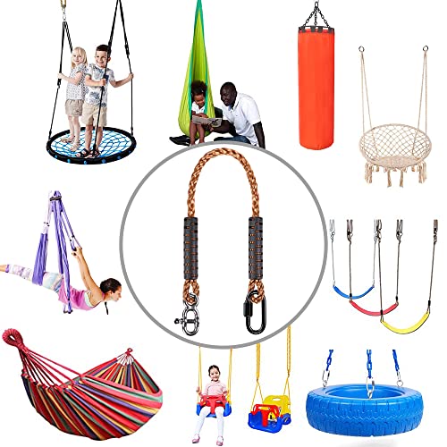 SELEWARE 6.5ft Tree Swing Rope, Adjustable Hammock Straps Hanging Kit - color: Brown-1 Pack, size: 6.5ft