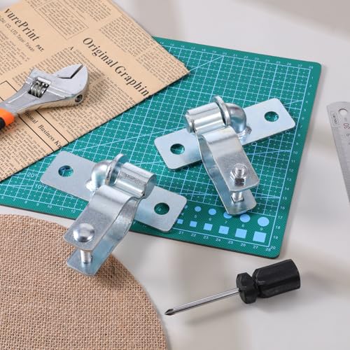 2 Pack 1-3/8 Inch Wall Mount Gate Hinge, Heavy Duty Wall Mount Gate Hinges kit, Metal Chain Link Fence Frame Hinge, T Post Gate Hinges for Farm Outdoor, Screws Included