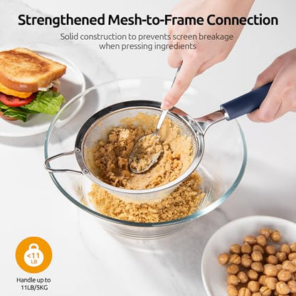 U-Taste Fine Mesh Strainer, 18/8 Stainless Steel Sieve, M/Midnight Blue - color: (3) Midnight Blue, size: M-4.73in