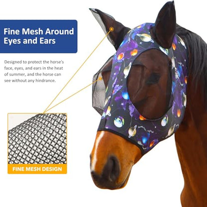 Harrison Howard Super Comfort Stretchy Fly Mask Large Eye Space with UV Protection Soft on Skin with Breathability Star Medium - color: Star, size: Cob (Medium)