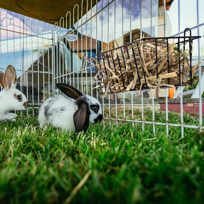 Therwen 4 Pcs Rabbit Hay Feeder Guinea Pig Heavy Duty Metal Frame Hay Rack with Hooks Cage Hanging Holder for Bunny Chinchilla Small Animals Accessories(12.4 x 3.9 x 3 Inches) - size: 12.4 x 3.9 x 3 Inches