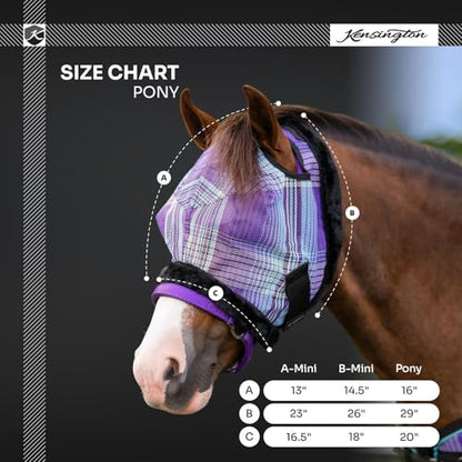 Kensington Protective Products MINI and Pony Fly MASK with Fleece Trim, Lavender Mint, PON - color: 2017 - Lavender Mint, size: Pony