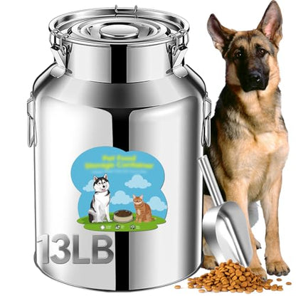Newget 13lb Stainless Steel Dog Food Storage Container with Scoop - size: 13 lb