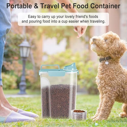 Dog Cat Food Storage Container with Cup (Light Blue, 5L) - color: Light Blue, size: 5L