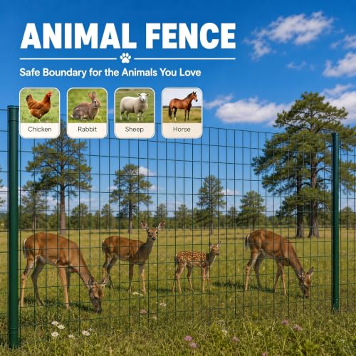 PVC Coated Welded Wire Fence 48 Inch x 100 Foot, 2 Inch x 3 Inch 16GA Green - color: Green, size: 48"×100'