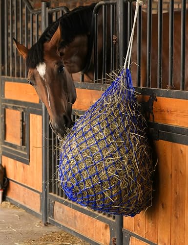 Harrison Howard Slow Feed Hay Net Horse 2 Pcs Horse Feeding Supplies Blue 40" Length with 2" Holes