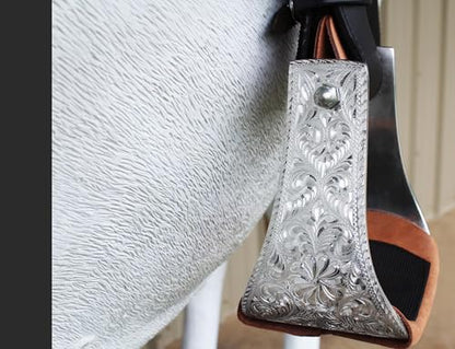 Horse Western Lightweight Aluminum Engraved 5-1/4" Wide Bell Stirrups 51157