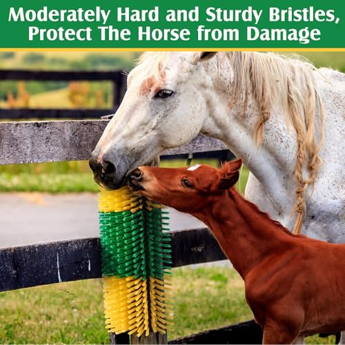3 Pack Livestock Scratching Brush, Green and Yellow - color: Green and Yellow